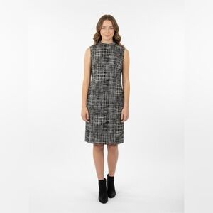 Sharagano Monochrome Patterned Midi Dress